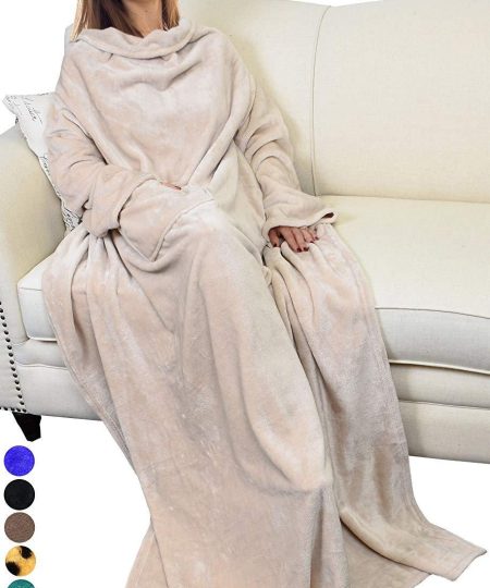 Sleeve Wearable Blanket with Pocket