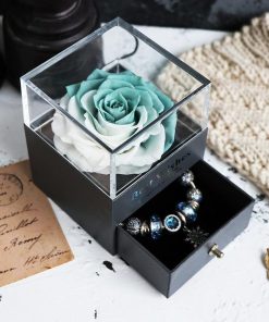 Exclusive Real Preserved Rose in Glass Dome with Lights Rose Valentines Day Gift