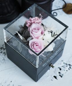 Exclusive Real Preserved Rose in Glass Dome with Lights Rose Valentines Day Gift