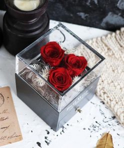Exclusive Real Preserved Rose in Glass Dome with Lights Rose Valentines Day Gift