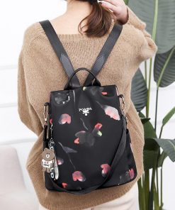 Colorful Print Nylon Oxford Anti Theft Travel Backpack Purse Handbag - 2 patterns