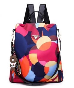 Colorful Print Nylon Oxford Anti Theft Travel Backpack Purse Handbag - 2 patterns