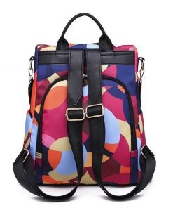 Colorful Print Nylon Oxford Anti Theft Travel Backpack Purse Handbag - 2 patterns