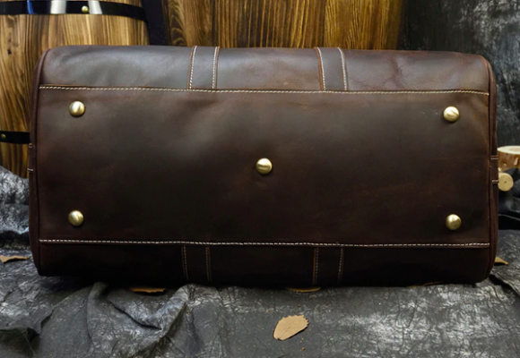 Leather Weekender Travel Bag with Shoe Compartment