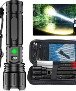 100,000 Lumens Tactical Flashlight | Waterproof, Rechargeable & Ideal for Outdoor Adventures and Emergency Situations